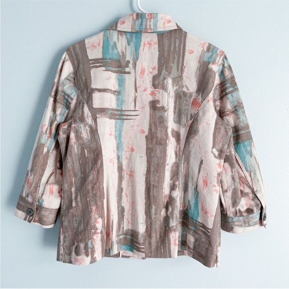 Chico's Watercolor Print Cotton Jacket - Picture 2 of 12